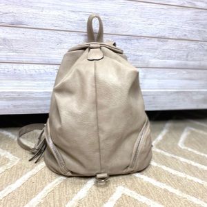 Cream backpack with zip faux leather
